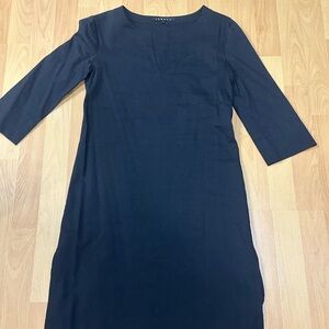 Theory Blue Sheath Dress with Bateau Neckline